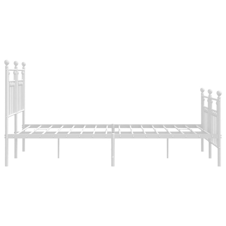 Bedframe Met Hoofd- En Voeteneinde Metaal 140 x 190 cm Wit met hoofdbord & voetbord
