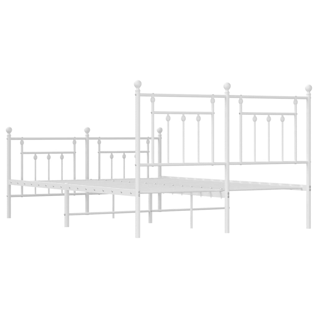 Bedframe Met Hoofd- En Voeteneinde Metaal 140 x 190 cm Wit met hoofdbord & voetbord