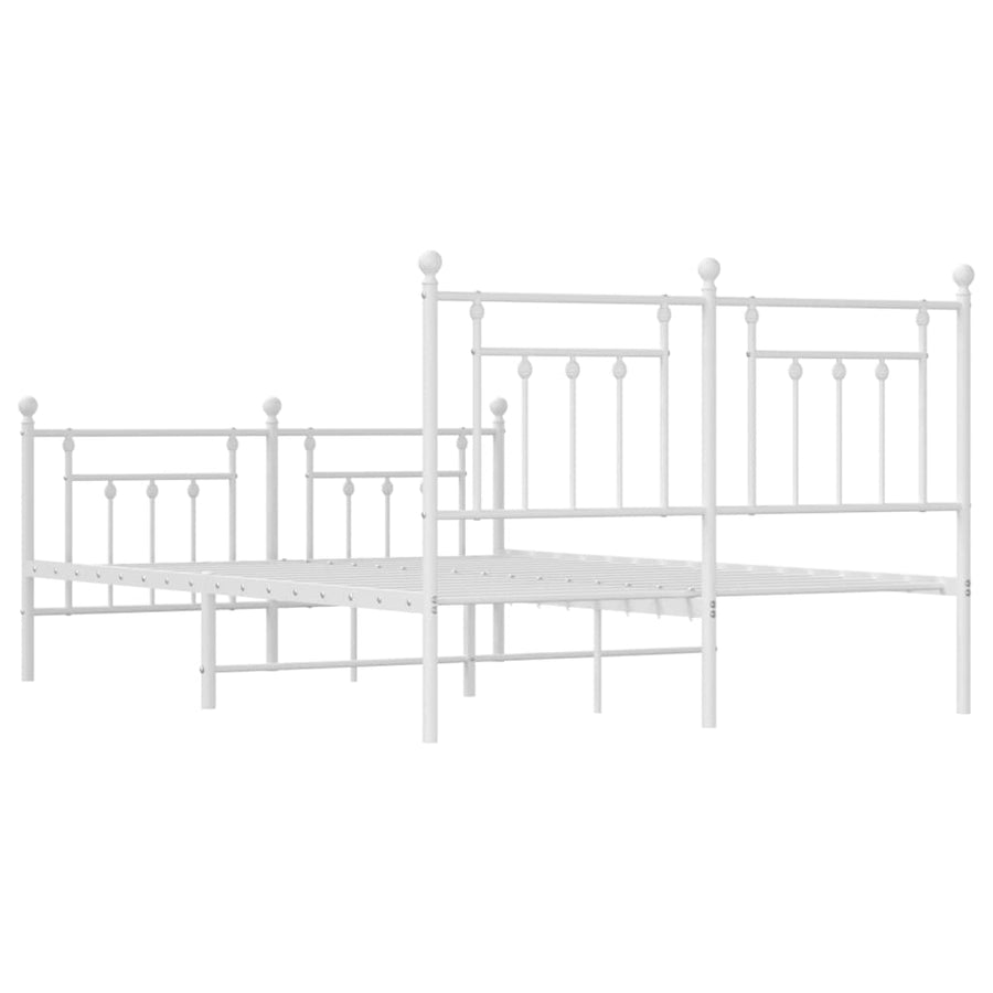 Bedframe Met Hoofd- En Voeteneinde Metaal 140 x 190 cm Wit met hoofdbord & voetbord