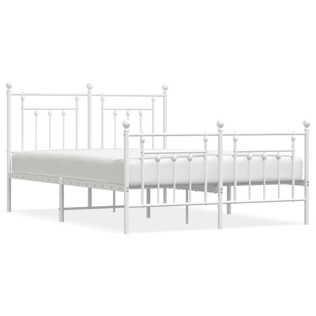 Bedframe Met Hoofd- En Voeteneinde Metaal 140 x 200 cm Wit met hoofdbord & voetbord