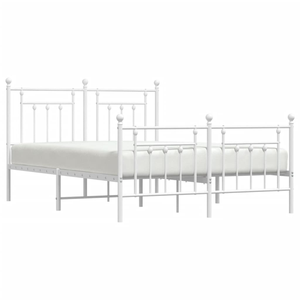 Bedframe Met Hoofd- En Voeteneinde Metaal 140 x 200 cm Wit met hoofdbord & voetbord