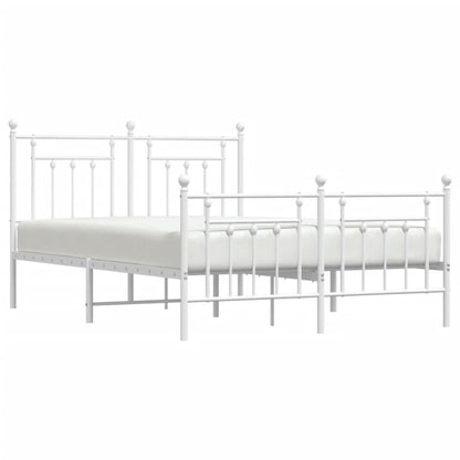 Bedframe Met Hoofd- En Voeteneinde Metaal 140 x 200 cm Wit met hoofdbord & voetbord