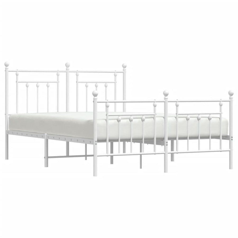Bedframe Met Hoofd- En Voeteneinde Metaal 140 x 200 cm Wit met hoofdbord & voetbord