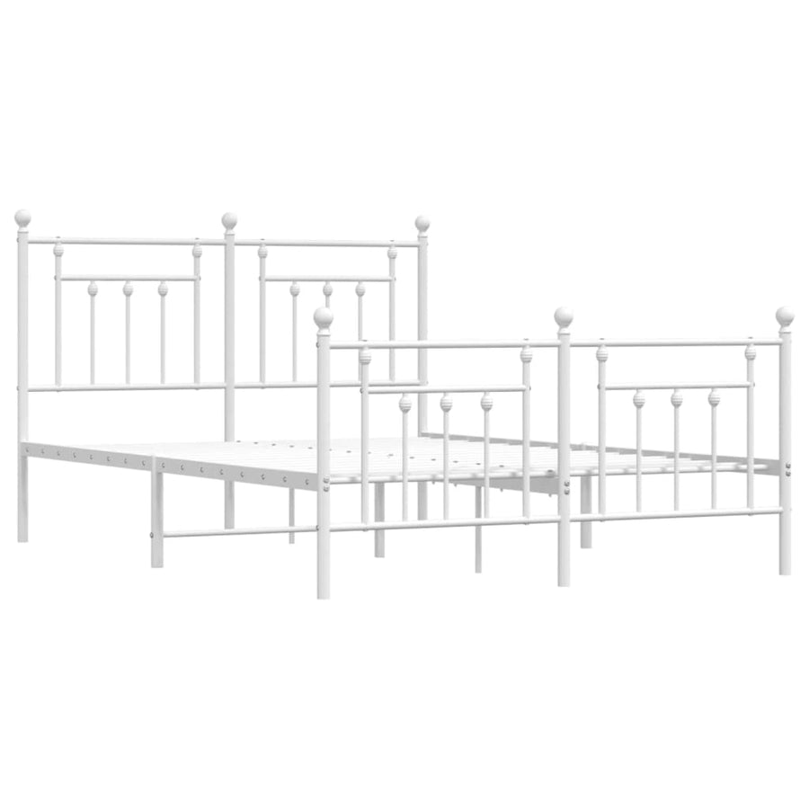 Bedframe Met Hoofd- En Voeteneinde Metaal 140 x 200 cm Wit met hoofdbord & voetbord