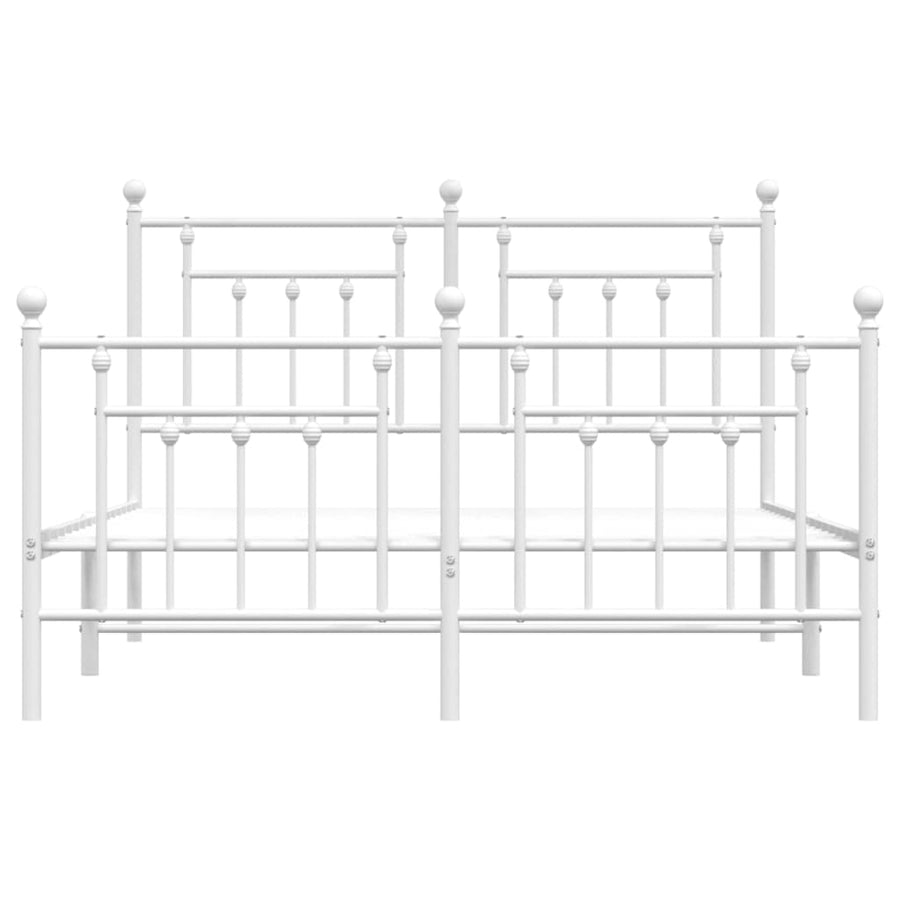 Bedframe Met Hoofd- En Voeteneinde Metaal 140 x 200 cm Wit met hoofdbord & voetbord