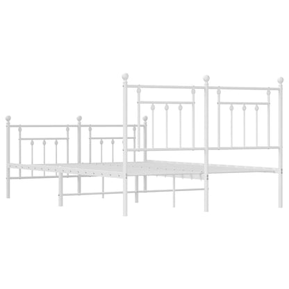 Bedframe Met Hoofd- En Voeteneinde Metaal 140 x 200 cm Wit met hoofdbord & voetbord