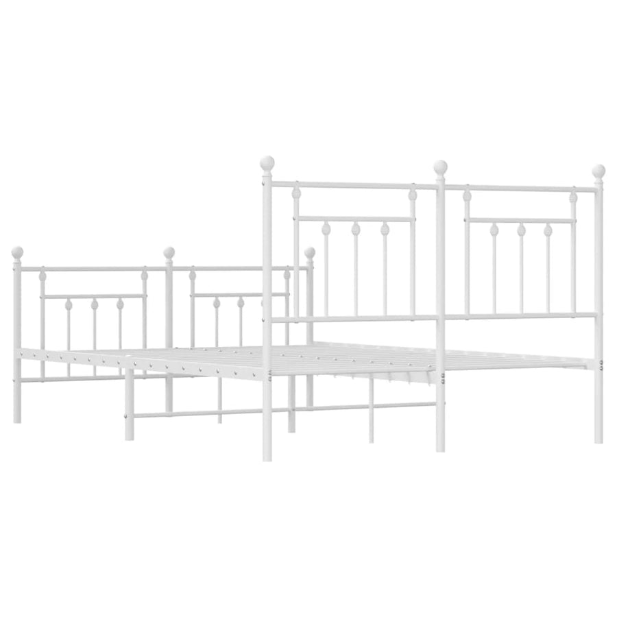Bedframe Met Hoofd- En Voeteneinde Metaal 140 x 200 cm Wit met hoofdbord & voetbord