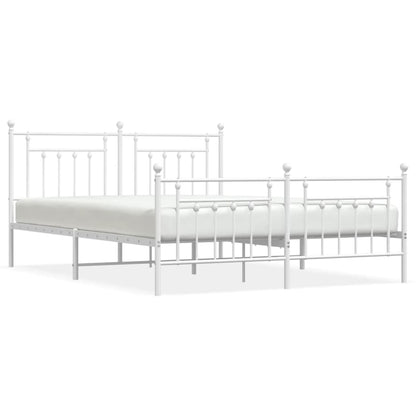 Bedframe Met Hoofd- En Voeteneinde Metaal 183 x 213 cm Wit met hoofdbord & voetbord