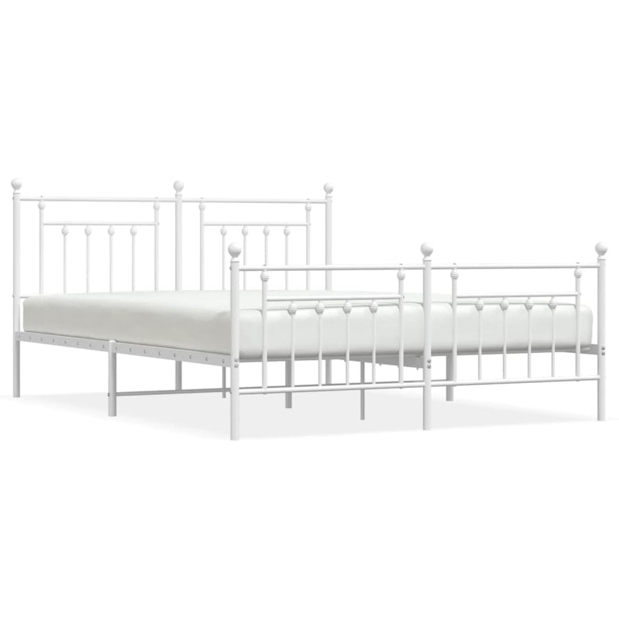 Bedframe Met Hoofd- En Voeteneinde Metaal 183 x 213 cm Wit met hoofdbord & voetbord