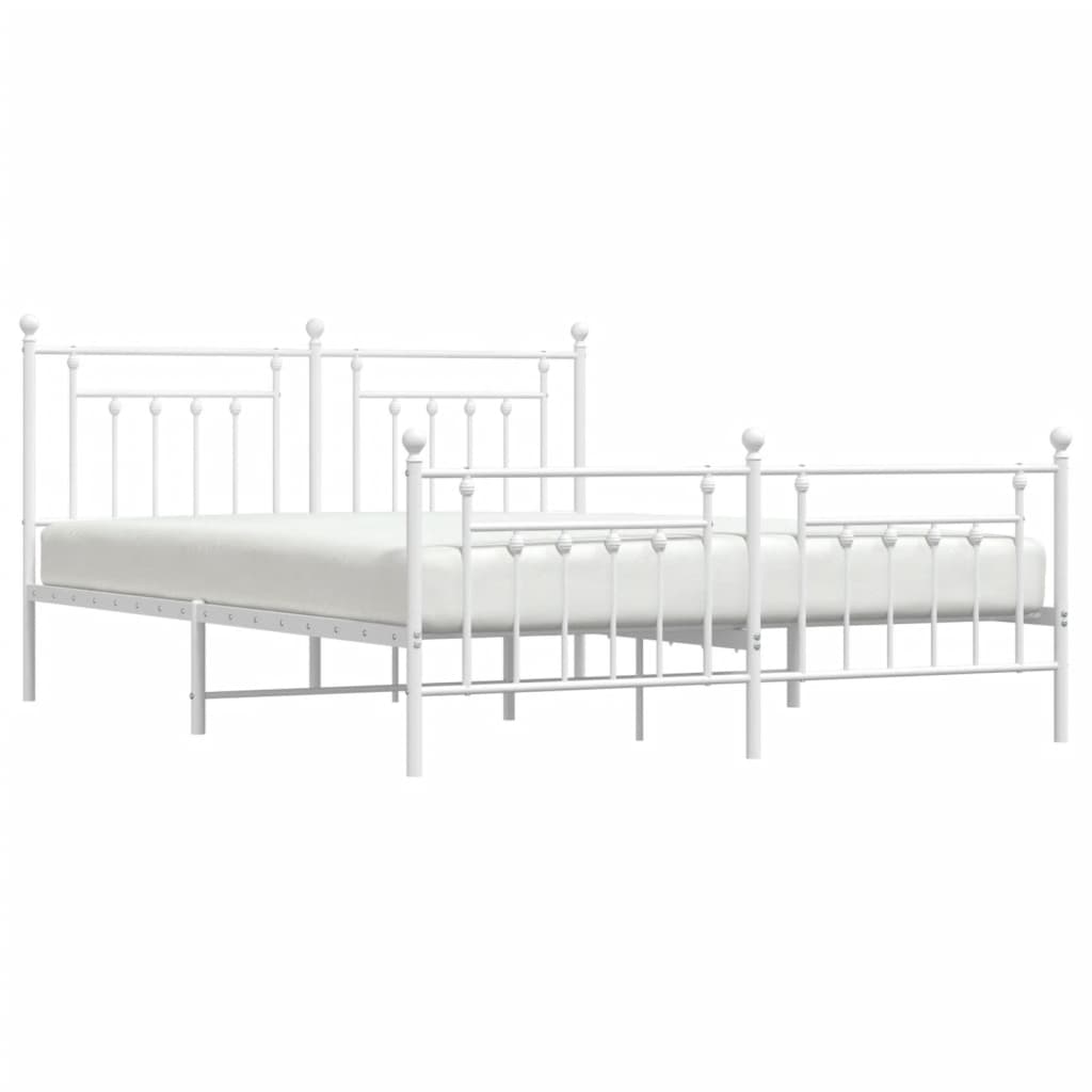 Bedframe Met Hoofd- En Voeteneinde Metaal 183 x 213 cm Wit met hoofdbord & voetbord