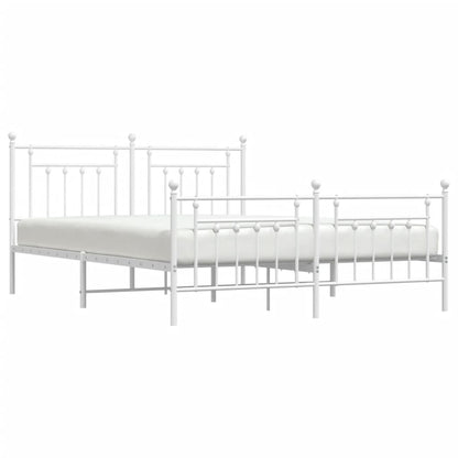 Bedframe Met Hoofd- En Voeteneinde Metaal 183 x 213 cm Wit met hoofdbord & voetbord
