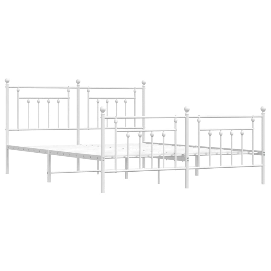 Bedframe Met Hoofd- En Voeteneinde Metaal 183 x 213 cm Wit met hoofdbord & voetbord
