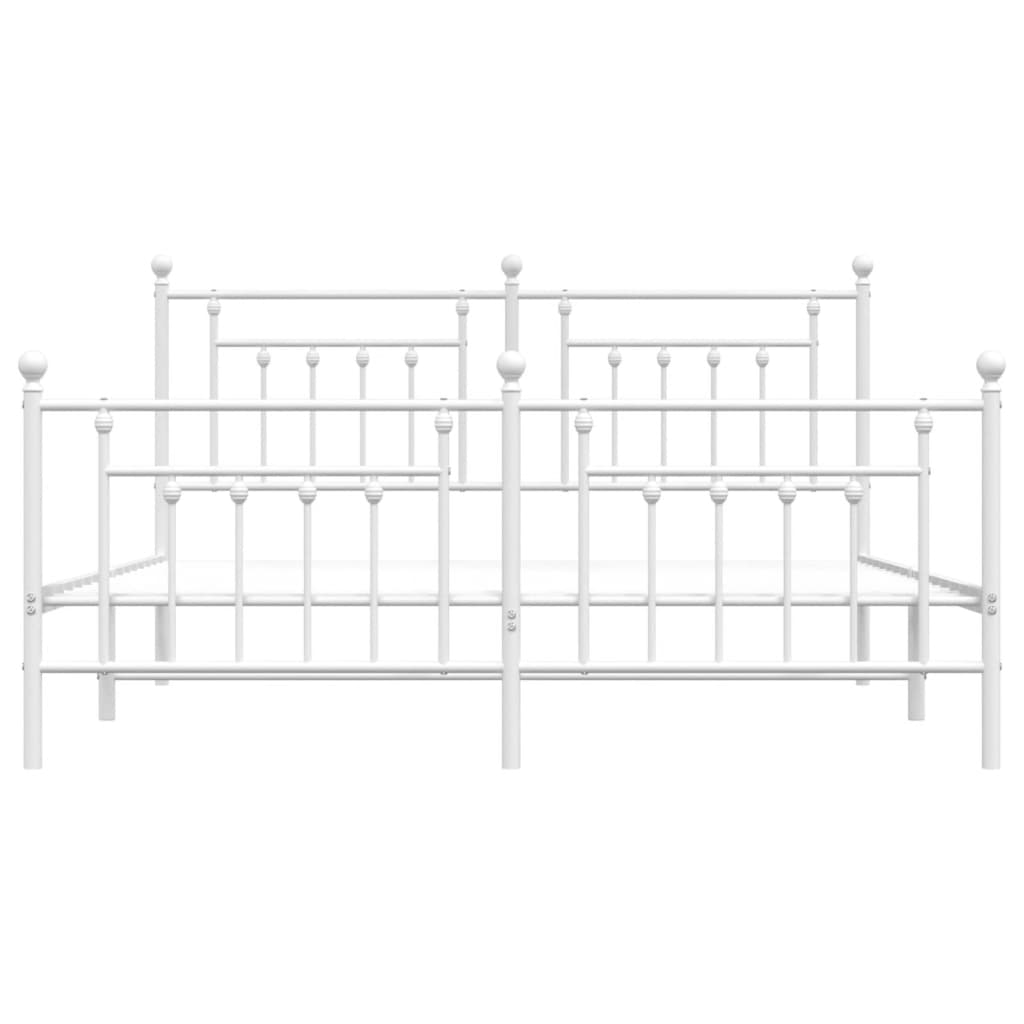 Bedframe Met Hoofd- En Voeteneinde Metaal 183 x 213 cm Wit met hoofdbord & voetbord