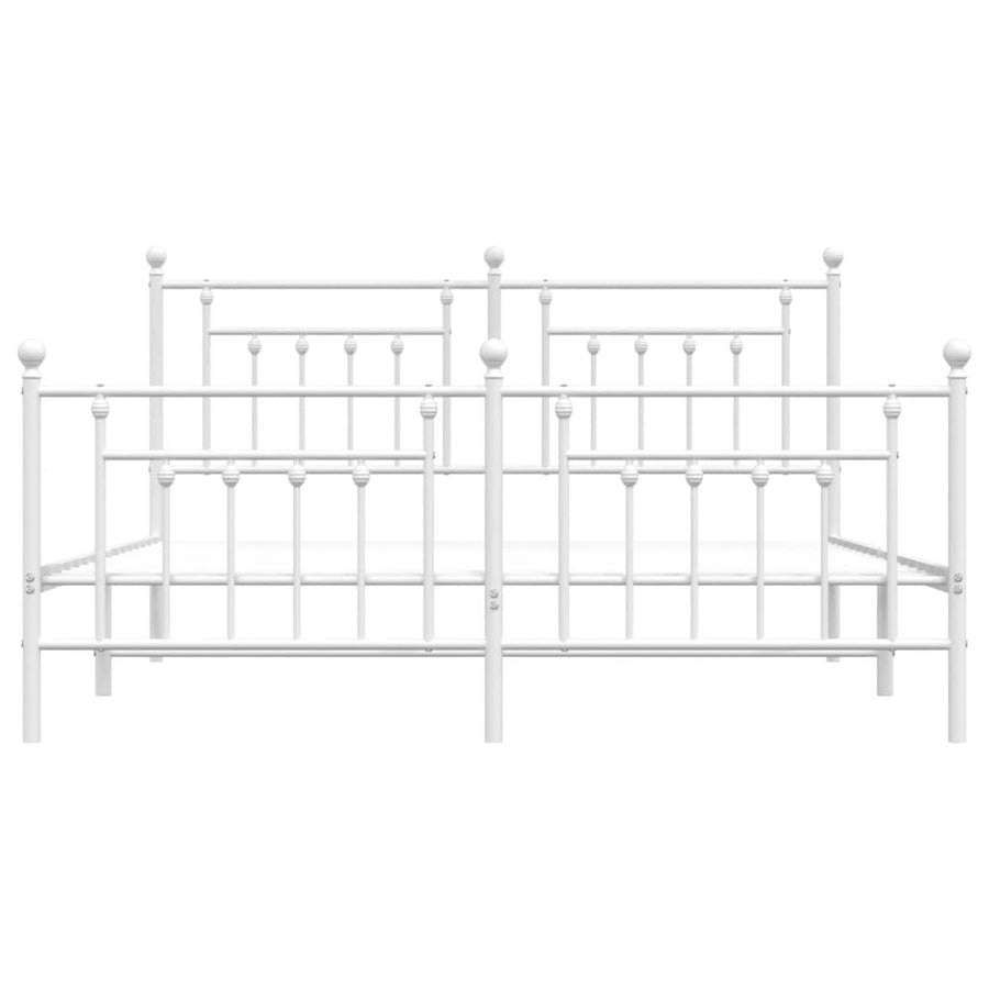 Bedframe Met Hoofd- En Voeteneinde Metaal 183 x 213 cm Wit met hoofdbord & voetbord