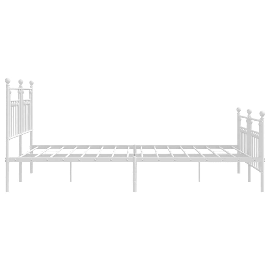 Bedframe Met Hoofd- En Voeteneinde Metaal 183 x 213 cm Wit met hoofdbord & voetbord
