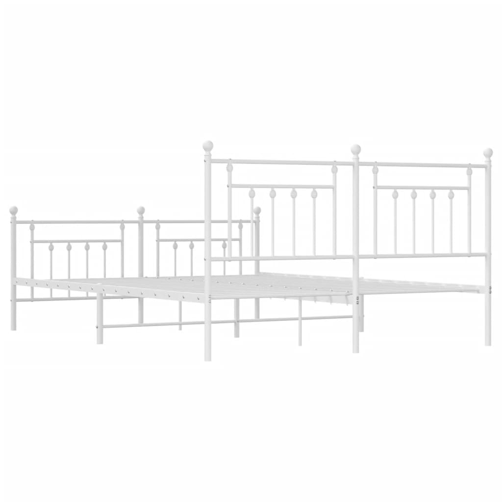 Bedframe Met Hoofd- En Voeteneinde Metaal 183 x 213 cm Wit met hoofdbord & voetbord