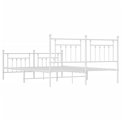 Bedframe Met Hoofd- En Voeteneinde Metaal 183 x 213 cm Wit met hoofdbord & voetbord