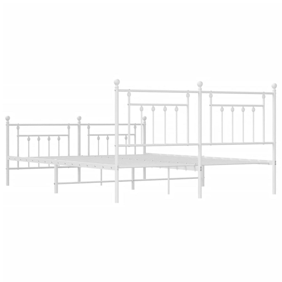Bedframe Met Hoofd- En Voeteneinde Metaal 183 x 213 cm Wit met hoofdbord & voetbord