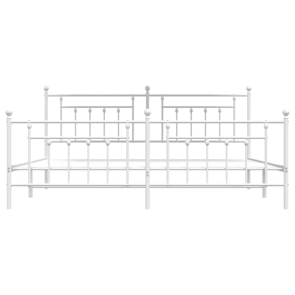 Bedframe Met Hoofd- En Voeteneinde Metaal 193 x 203 cm Wit met hoofdbord & voetbord