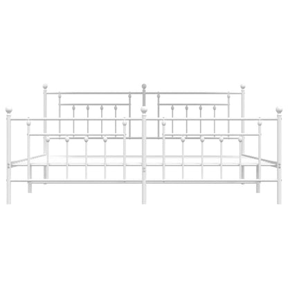 Bedframe Met Hoofd- En Voeteneinde Metaal 193 x 203 cm Wit met hoofdbord & voetbord
