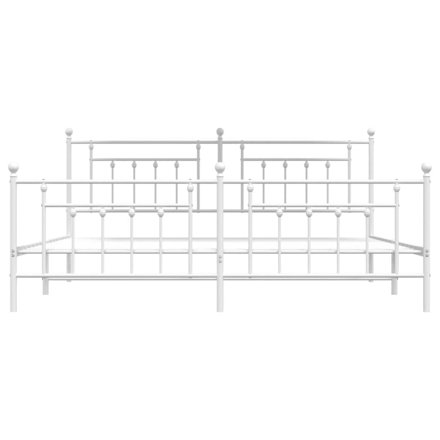 Bedframe Met Hoofd- En Voeteneinde Metaal 193 x 203 cm Wit met hoofdbord & voetbord