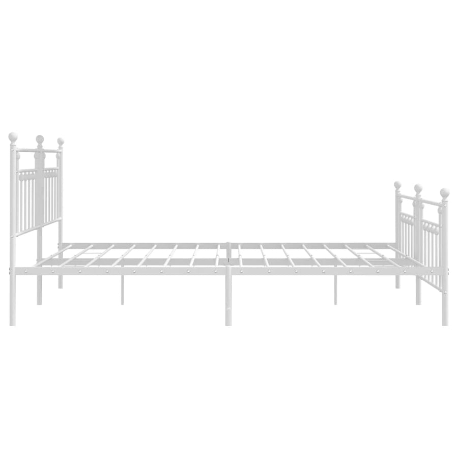 Bedframe Met Hoofd- En Voeteneinde Metaal 193 x 203 cm Wit met hoofdbord & voetbord