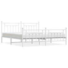 Bedframe Met Hoofd- En Voeteneinde Metaal 200 x 200 cm Wit met hoofdbord & voetbord