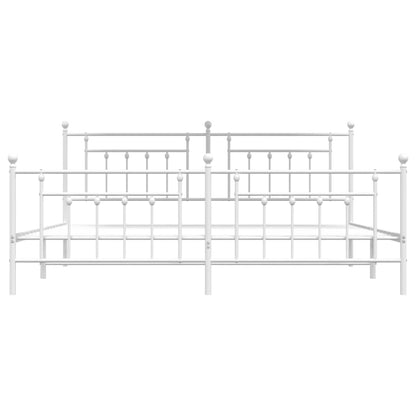 Bedframe Met Hoofd- En Voeteneinde Metaal 200 x 200 cm Wit met hoofdbord & voetbord