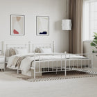 Bed frame with headboard and footboard metal white 200x200 cm