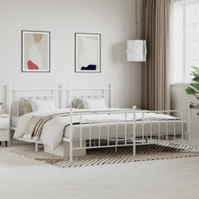 Bedframe Met Hoofd- En Voeteneinde Metaal 200 x 200 cm Wit met hoofdbord & voetbord