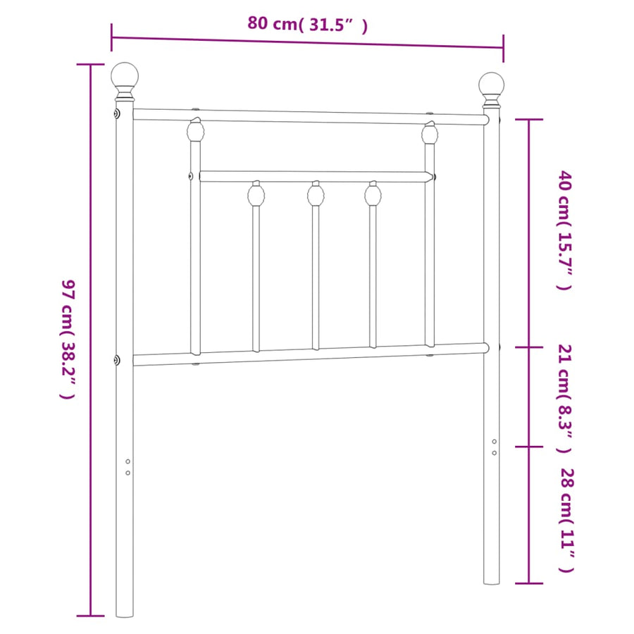 Hoofdbord 75 Cm Metaal Wit