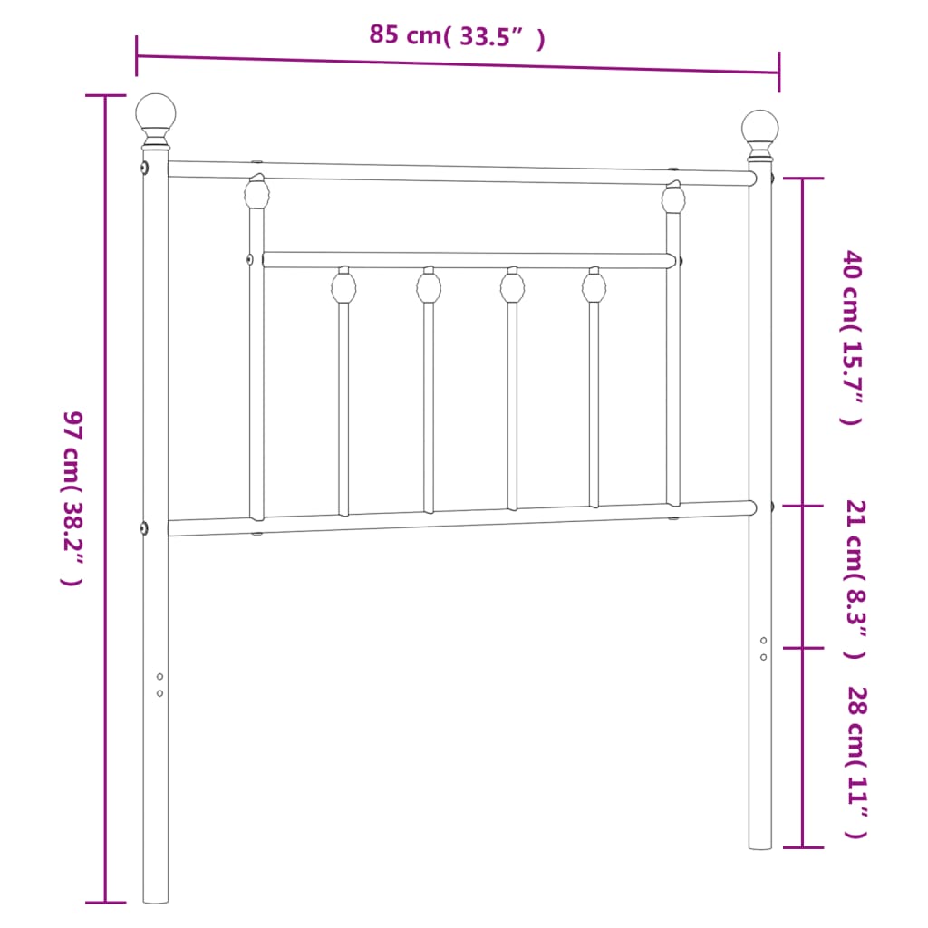 Hoofdbord 80 Cm Metaal Wit