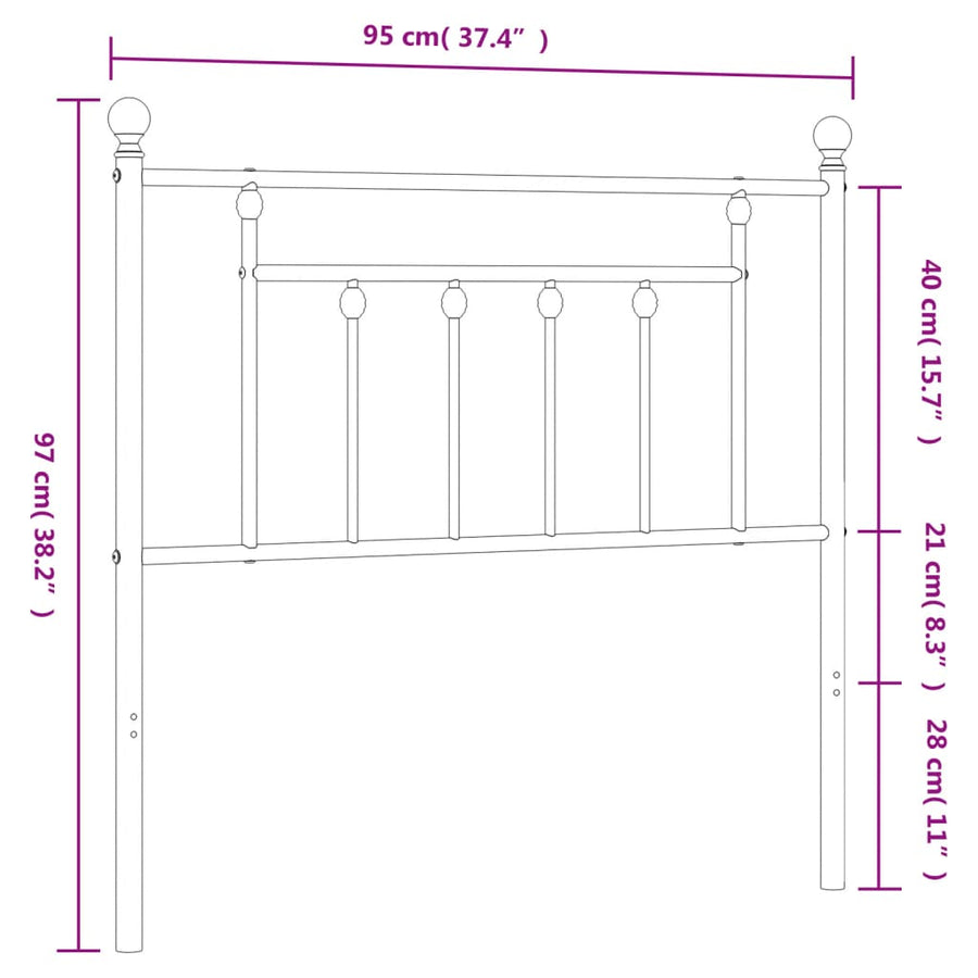 Hoofdbord 90 Cm Metaal Wit