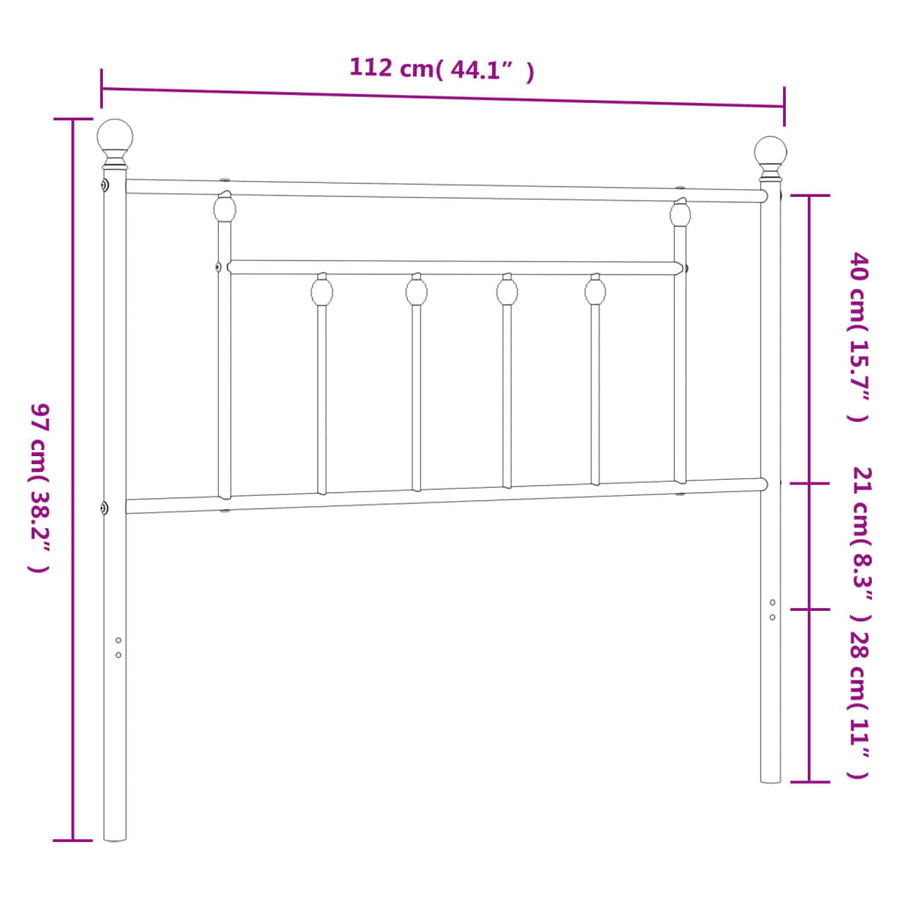 Hoofdbord Metaal 107 cm Wit