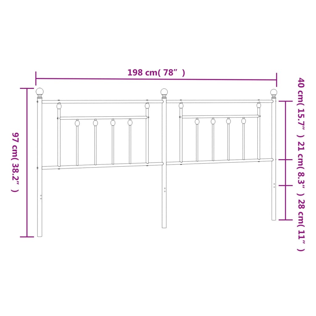 Hoofdbord 193 Cm Metaal Wit