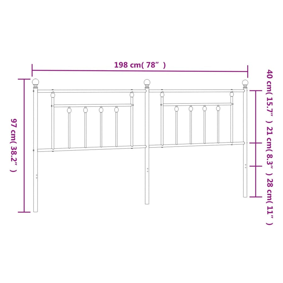 Hoofdbord 193 Cm Metaal Wit