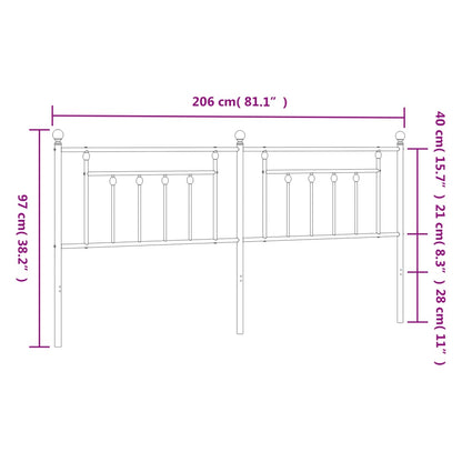 Hoofdbord 200 Cm Metaal Wit
