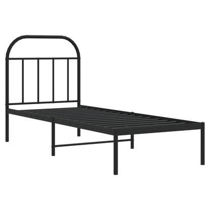Bedframe Metaal 75 x 190 cm Zwart met hoofdbord