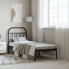 Bedframe metaal 75x190 cm zwart met hoofdbord