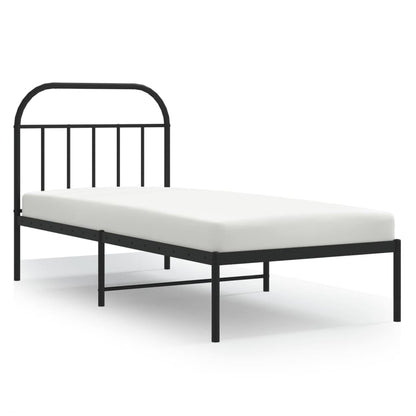 Bedframe Metaal 80 x 200 cm Zwart met hoofdbord