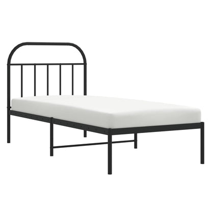Bedframe Metaal 80 x 200 cm Zwart met hoofdbord