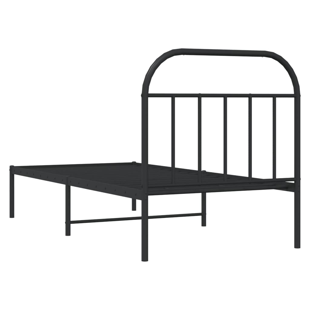 Bedframe Metaal 80 x 200 cm Zwart met hoofdbord
