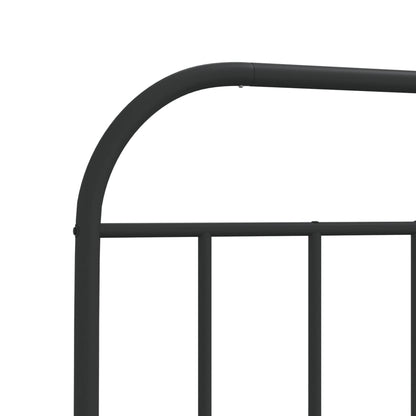 Bedframe Metaal 80 x 200 cm Zwart met hoofdbord