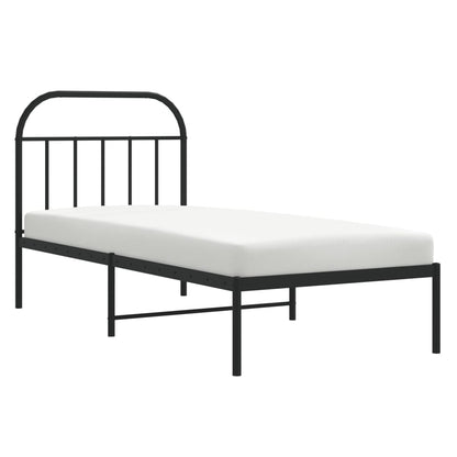 Bedframe Metaal 90 x 190 cm Zwart met hoofdbord