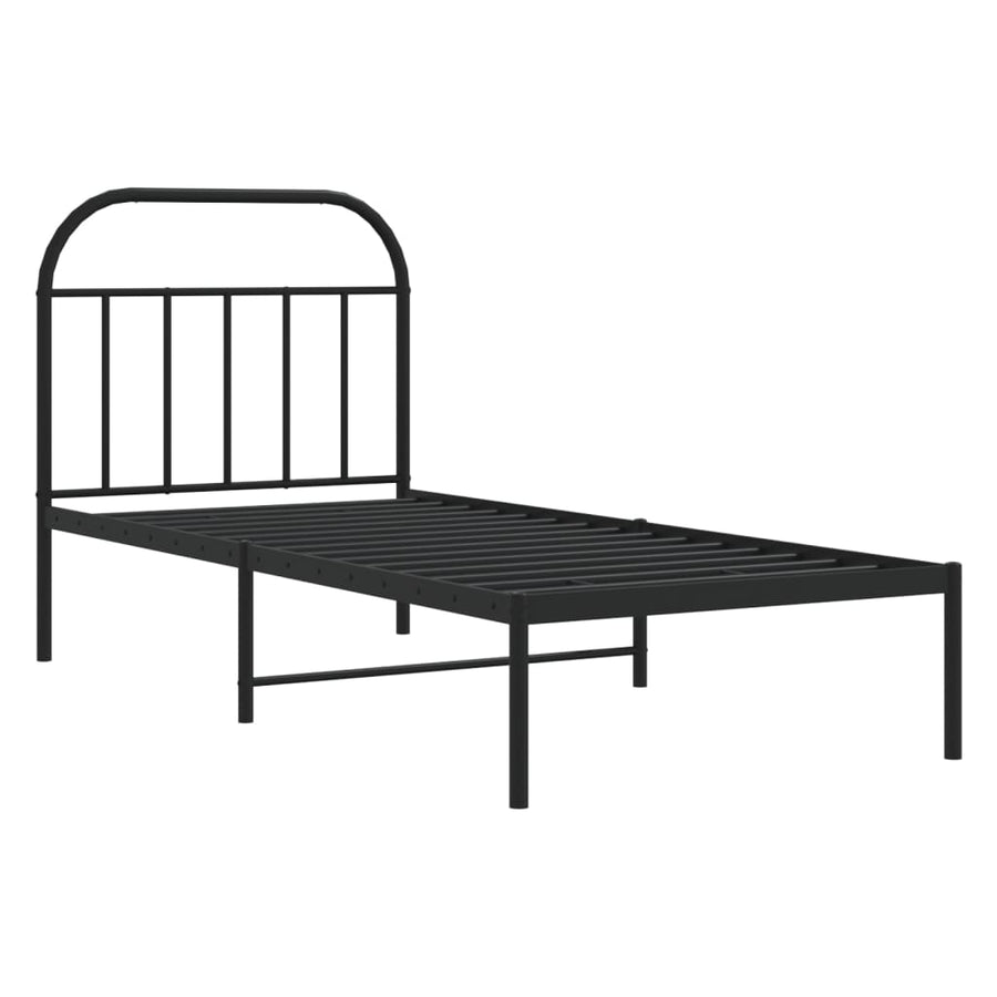 Bedframe Metaal 90 x 190 cm Zwart met hoofdbord