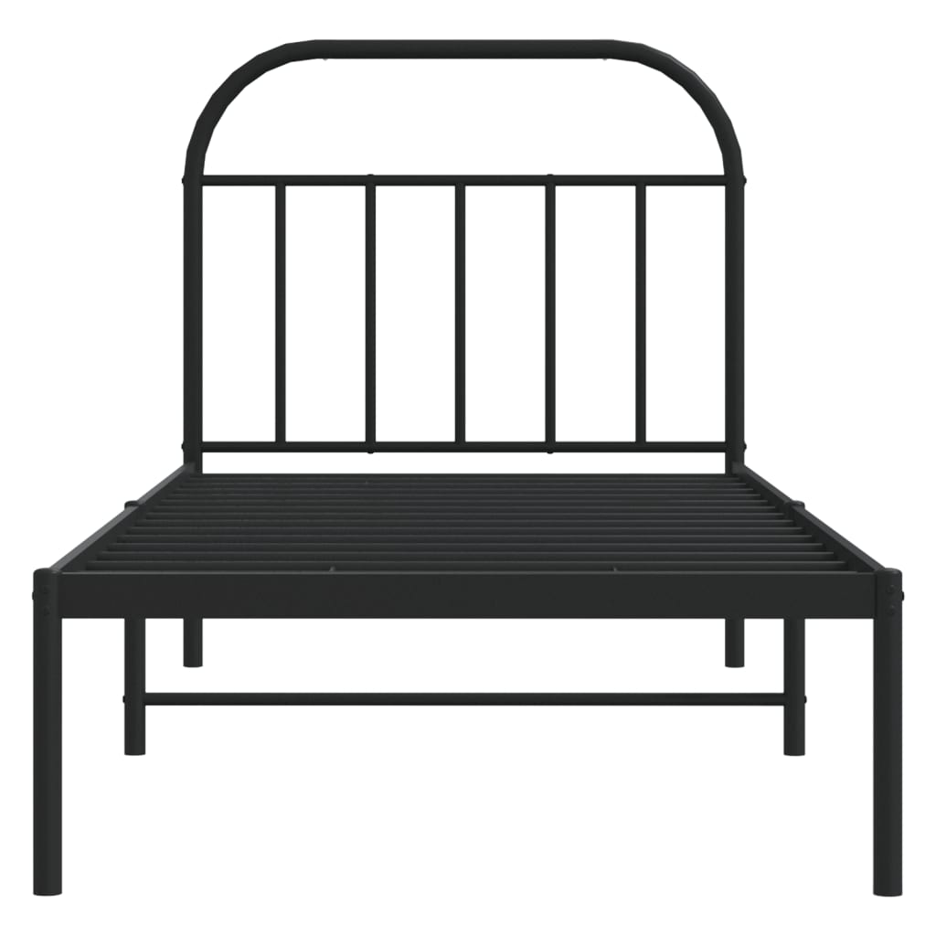 Bedframe Metaal 90 x 190 cm Zwart met hoofdbord