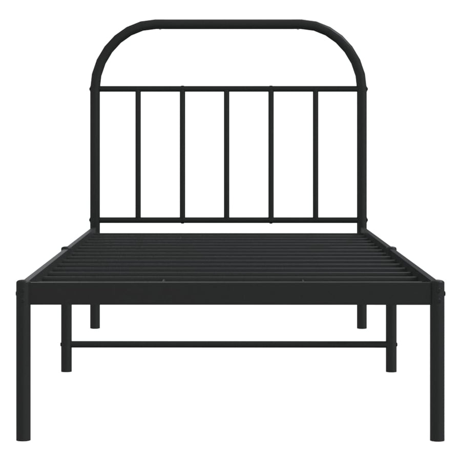 Bedframe Metaal 90 x 190 cm Zwart met hoofdbord
