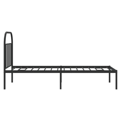 Bedframe Metaal 90 x 190 cm Zwart met hoofdbord