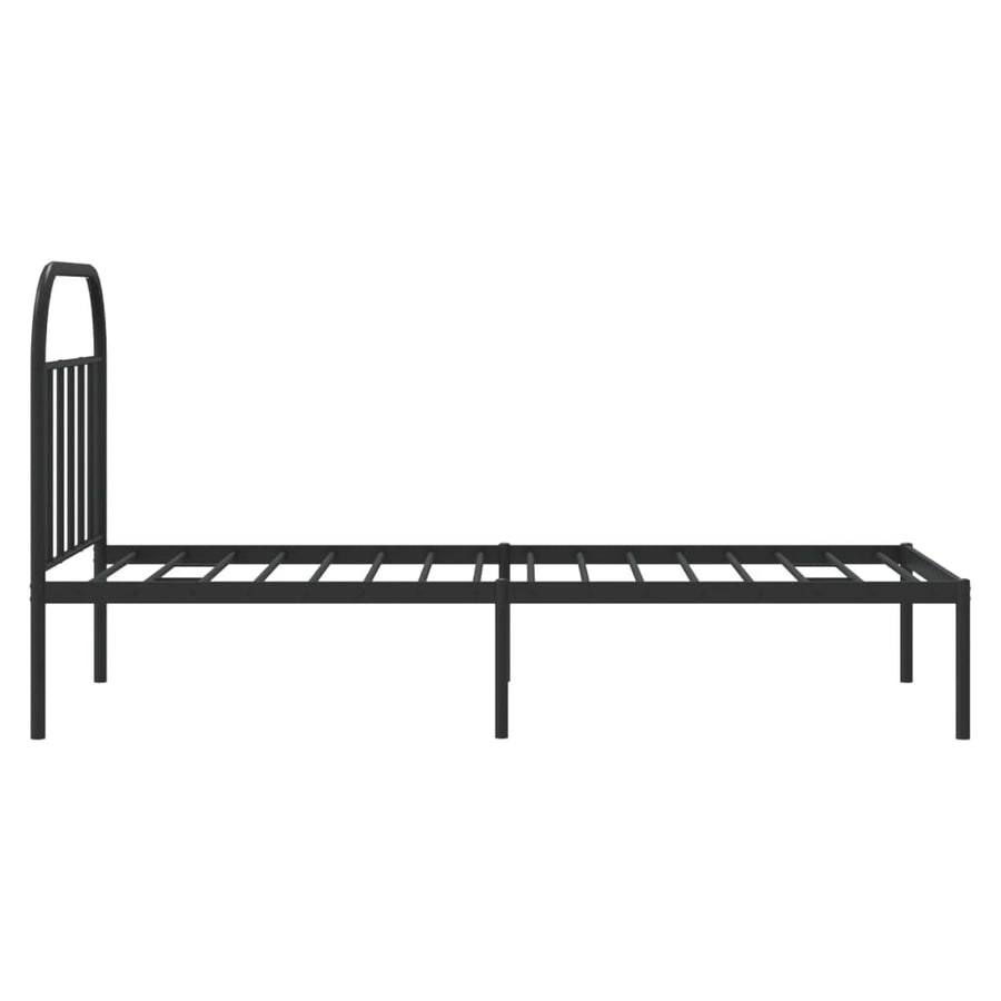 Bedframe Metaal 90 x 190 cm Zwart met hoofdbord