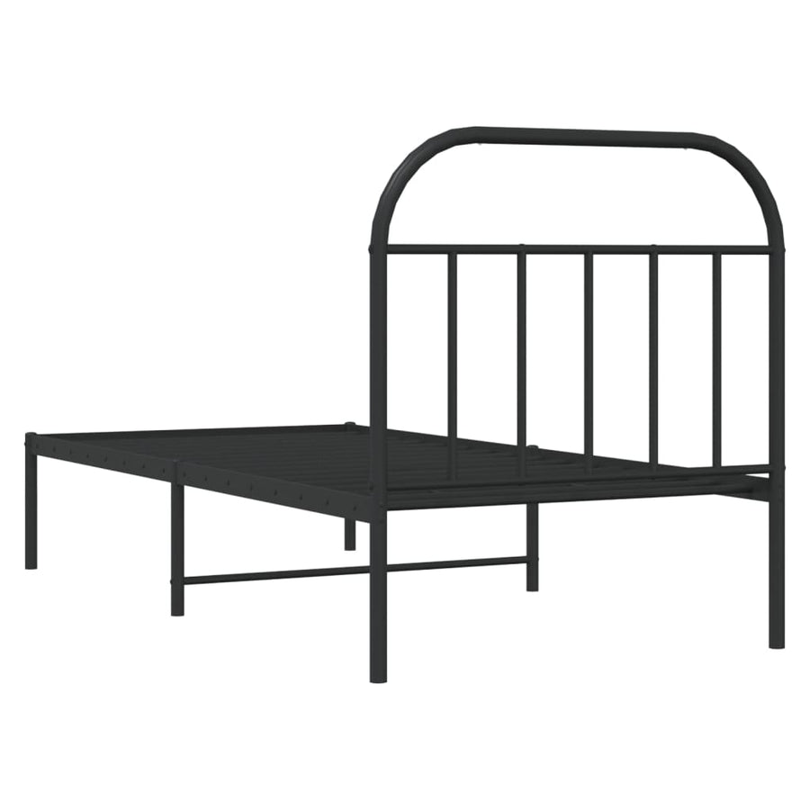 Bedframe Metaal 90 x 190 cm Zwart met hoofdbord